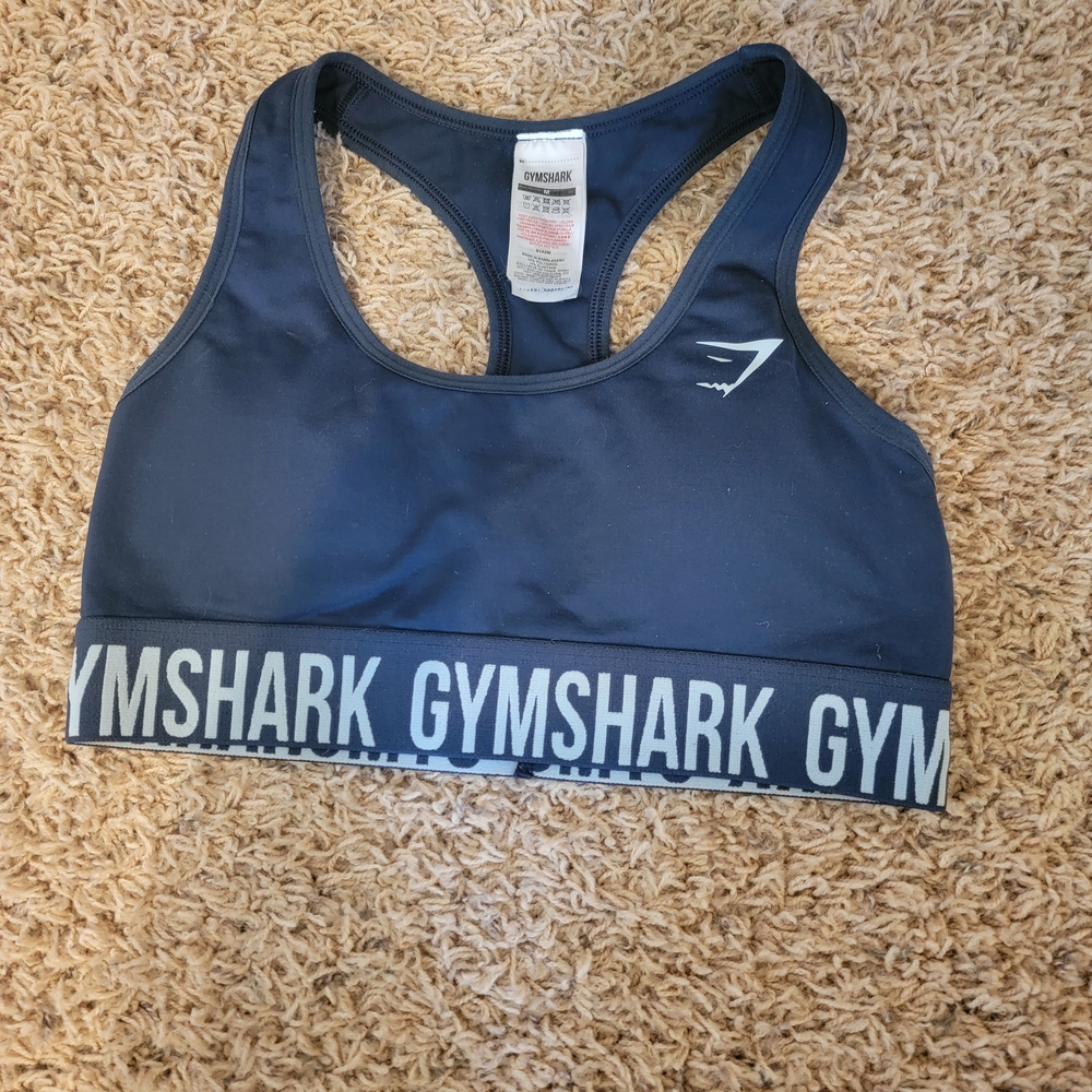 Gymshark Dark Blue Sports Bra with Logo Band